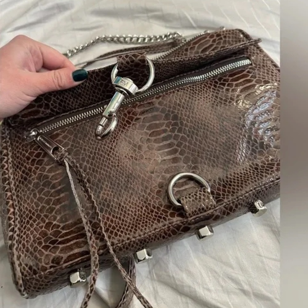 Rebecca Minkoff Brown Faux Snakeskin Crossbody Bag - Picture 6 of 13